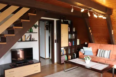Ein Sitzbereich in der Unterkunft Ferienhaus Winnetou Am Fuchsbau 67