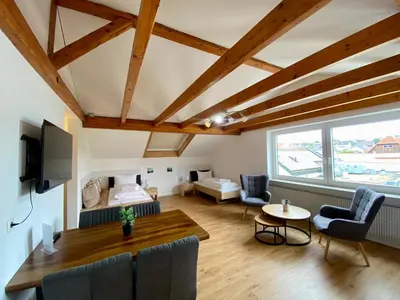 Ein Sitzbereich in der Unterkunft Gemminger Gasthaus