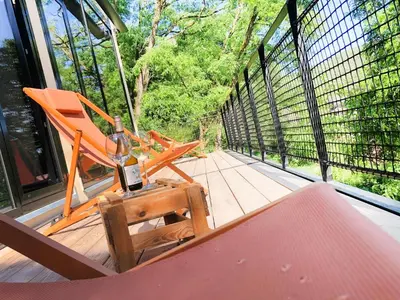 Ein Balkon oder eine Terrasse in der Unterkunft Burgstrasse Apartment Ost mit Garten und Sauna