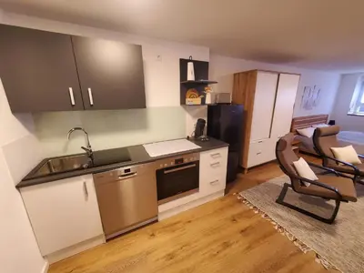 Küche/Küchenzeile in der Unterkunft Ferienwohnung Blumenstiel