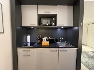 Küche/Küchenzeile in der Unterkunft Schwarzwaldblick by Rabe - Parkplatz, Smart-TV, Netflix