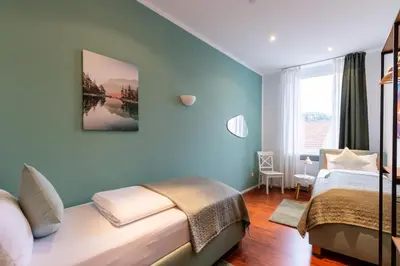 Ein Bett oder Betten in einem Zimmer der Unterkunft Weinstraßenzauber mitten in NW incl Parkplatz