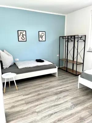 Ein Bett oder Betten in einem Zimmer der Unterkunft Handwerker Wohnung - WLAN - Küche - Bad - bis zu 4 Personen