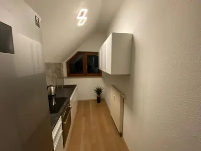 Küche/Küchenzeile in der Unterkunft Appartement am Kaibach - Küche - Balkon - Bad