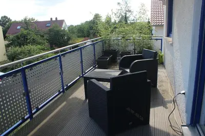Ein Balkon oder eine Terrasse in der Unterkunft Ferienwohnung Bambushain Nieder-Olm