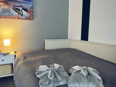 Ein Bett oder Betten in einem Zimmer der Unterkunft Wunderschöne Wohnung in Hochheim