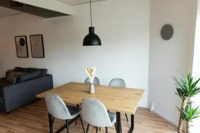 Ein Sitzbereich in der Unterkunft HUGOS Design Apartment