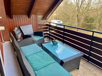 Ein Balkon oder eine Terrasse in der Unterkunft Schöne Wohnung im Grünen