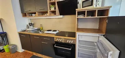 Küche/Küchenzeile in der Unterkunft Renoviertes Gartenapartment