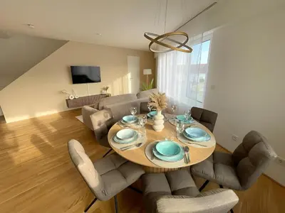 TV/Unterhaltungsangebot in der Unterkunft Exklusive 3-Zimmer Luxus-Maisonette in Hochheim - Nähe Frankfurt Flughafen, Wiesbaden und Mainz