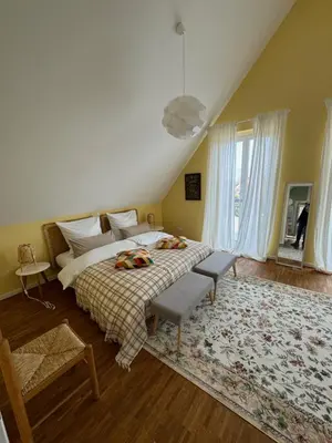 Ein Bett oder Betten in einem Zimmer der Unterkunft Wohnen am Seebach II