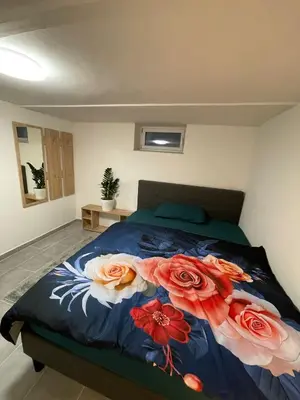Ein Bett oder Betten in einem Zimmer der Unterkunft gemütliches und Schönes Zimmer Keller Geschoss K1