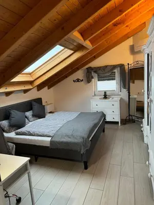 Ein Bett oder Betten in einem Zimmer der Unterkunft Spacy 3 Bedroom plus Sleeping couch Apartment Work&Travel close to Heidelberg
