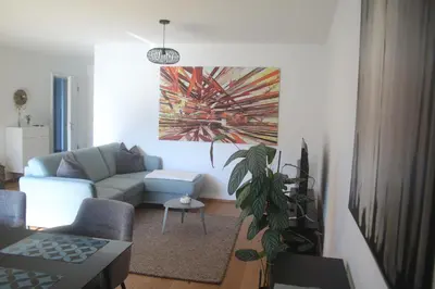 Ein Sitzbereich in der Unterkunft Modernes City-Apartment