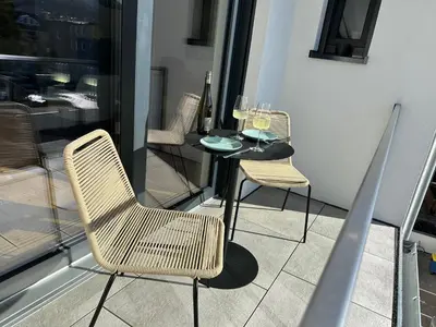 Ein Sitzbereich in der Unterkunft Modernes City-Apartment