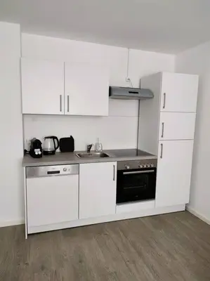 Küche/Küchenzeile in der Unterkunft Modernes zentrales Apartment