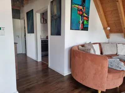 Ein Sitzbereich in der Unterkunft PalatinaZeit - WEINblick - Ferienwohnung im Haus Petry - Freinsheim - Pfalz