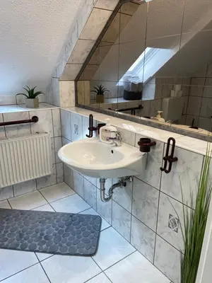 Ein Badezimmer in der Unterkunft Ferienwohnung am Erbacher Mümlingufer