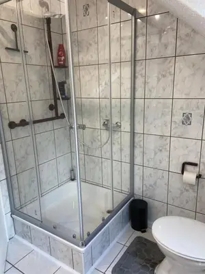 Ein Badezimmer in der Unterkunft Ferienwohnung am Erbacher Mümlingufer