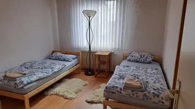 Ein Bett oder Betten in einem Zimmer der Unterkunft Schöne Wohnung in Worms Private Gastgeber
