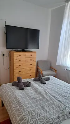 Ein Bett oder Betten in einem Zimmer der Unterkunft Schöne Wohnung in Worms Private Gastgeber