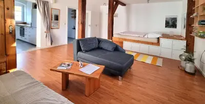 Ein Sitzbereich in der Unterkunft Sinsheim Ferienwohnung