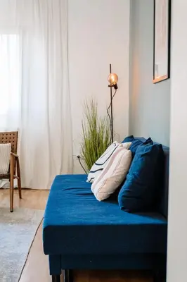 Ein Sitzbereich in der Unterkunft namastay! City-Apartment in Bestlage