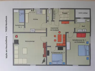 Grundriss der Unterkunft Ferienwohnung am Heuchelberg