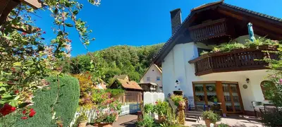 Ein Garten an der Unterkunft Ferienwohnung Haus am Eibach