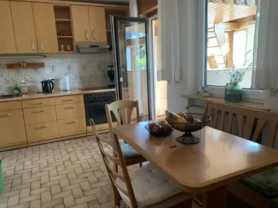 Küche/Küchenzeile in der Unterkunft Ferienwohnung Blick ins Grüne
