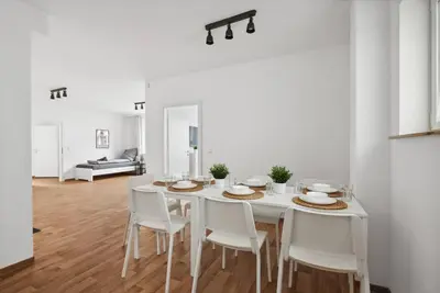 Ein Bett oder Betten in einem Zimmer der Unterkunft LI01 Apartment in Pfungstadt!