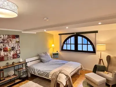 Ein Bett oder Betten in einem Zimmer der Unterkunft Einzigartig nahe Frankfurt!