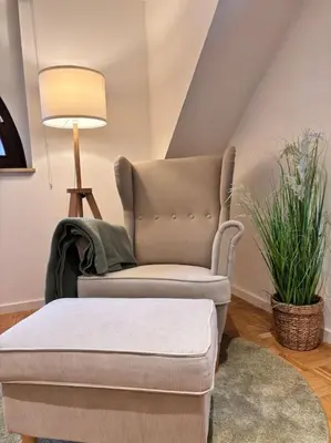 Ein Sitzbereich in der Unterkunft Einzigartig nahe Frankfurt!