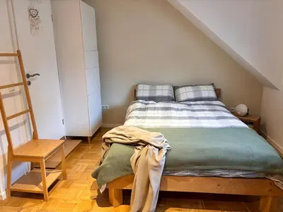 Ein Bett oder Betten in einem Zimmer der Unterkunft Ruhig & Gemütlich Nahe Frankfurt