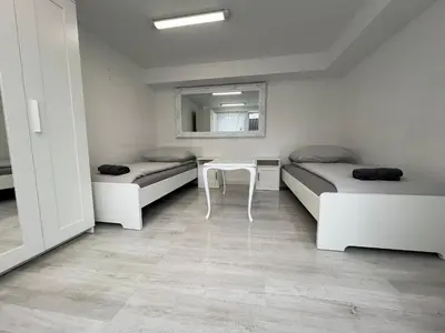 Ein Sitzbereich in der Unterkunft Mieterlux Frankfurt Heusenstamm 46