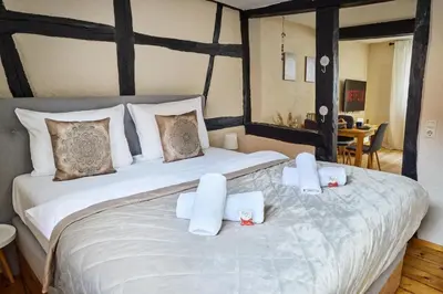 Ein Bett oder Betten in einem Zimmer der Unterkunft hygge-flats - Zentral für 2-4 Personen, WLAN