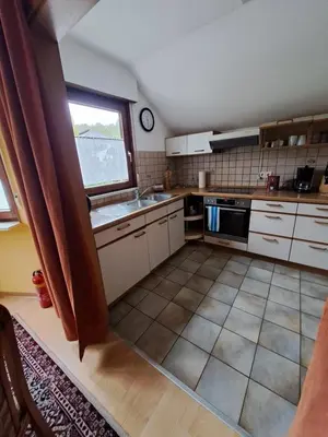 Küche/Küchenzeile in der Unterkunft Wohnung Widdern