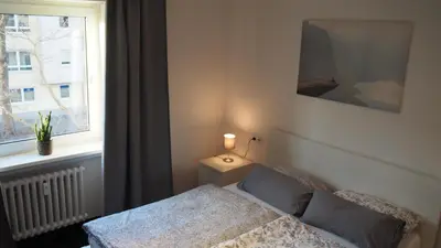 Ein Bett oder Betten in einem Zimmer der Unterkunft Möblierte Wohnung Nähe BASF Ludwigshafen/Mannheim mit Privatparkplatz