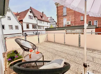 Ein Balkon oder eine Terrasse in der Unterkunft Apartment im Herzen der Altstadt - Leonberg nähe Stuttgart