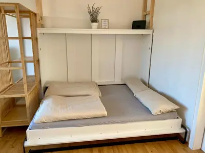 Ein Bett oder Betten in einem Zimmer der Unterkunft Perfekt für 1, 2 und bis zu 6 Personen - Nah am Flughafen, Frankfurt City, Wiesbaden und Rüsselsheim