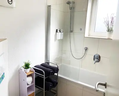 Ein Badezimmer in der Unterkunft Perfekt für 1, 2 und bis zu 6 Personen - Nah am Flughafen, Frankfurt City, Wiesbaden und Rüsselsheim