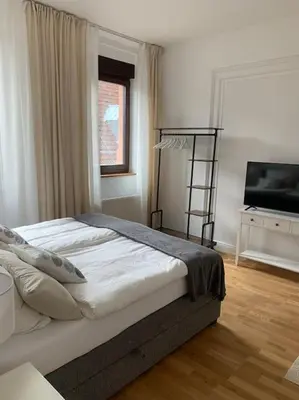 Ein Bett oder Betten in einem Zimmer der Unterkunft Charmante Altbauwohnung