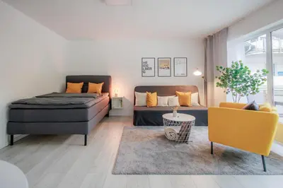 Ein Sitzbereich in der Unterkunft Stylishes Village Apartment