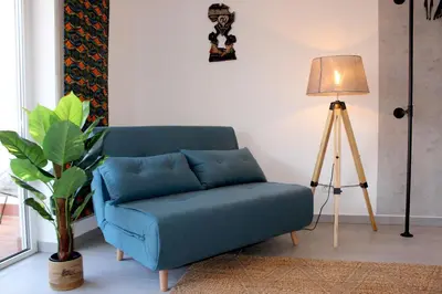 Ein Sitzbereich in der Unterkunft MAWULO Studio Neustadt Zentrum