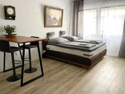 Ein Bett oder Betten in einem Zimmer der Unterkunft Goldstadt Classic Suite - City Apartament am Schlössle