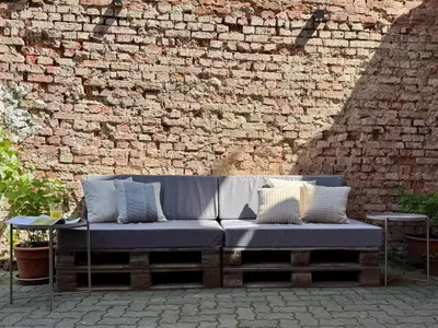 Ein Sitzbereich in der Unterkunft Das Winzereck - 4 Sterne Ferienhaus in der Südpfalz