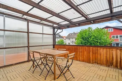 Ein Balkon oder eine Terrasse in der Unterkunft RI01 Apartment mit großem Balkon
