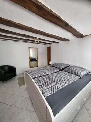 Ein Bett oder Betten in einem Zimmer der Unterkunft Ferienwohnung Heppenheim an der Bergstraße WHG 1