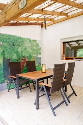 Grundriss der Unterkunft birds-nest Ferienwohnung Balkon Kaminofen