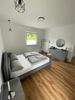 Ein Sitzbereich in der Unterkunft Ferienwohnung am Felsenmeer